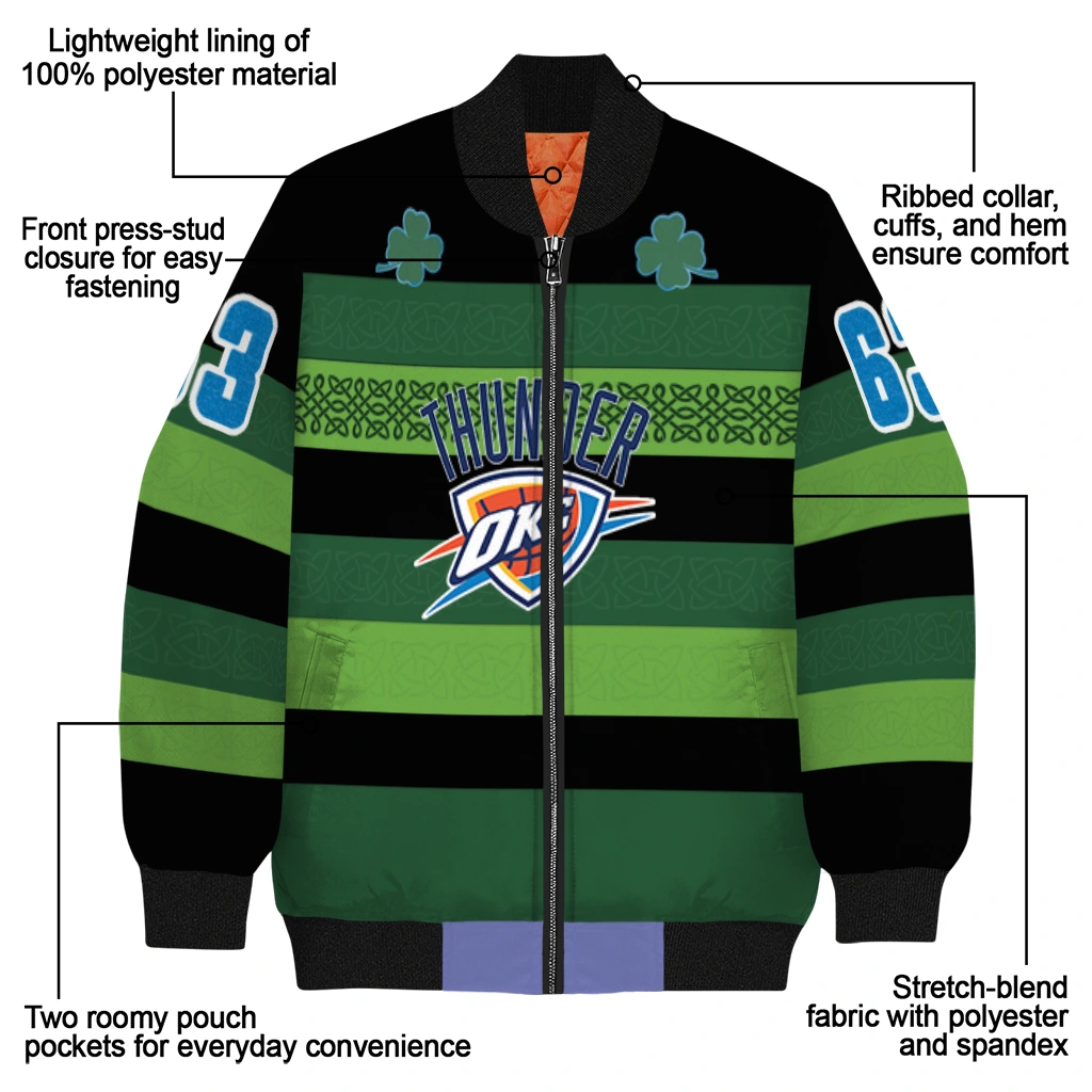 personalized oklahoma city thunder clover green lines green black bomber jacket new arrival personalized oklahoma city thunder clover green lines green black bomber jacket new arrival