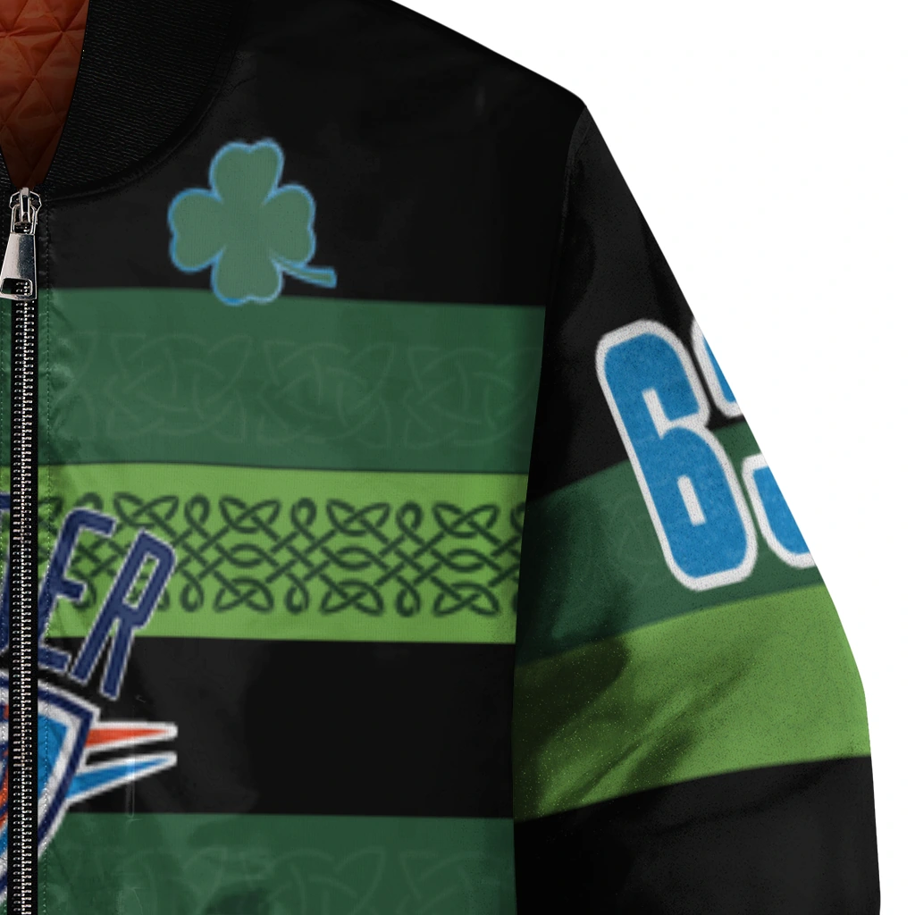 personalized oklahoma city thunder clover green lines green black bomber jacket premium grade personalized oklahoma city thunder clover green lines green black bomber jacket premium grade