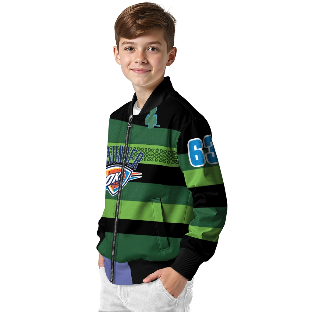 personalized oklahoma city thunder clover green lines green black bomber jacket trendy personalized oklahoma city thunder clover green lines green black bomber jacket trendy
