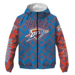 personalized oklahoma city thunder trellis mesh blue windbreaker jacket best selling