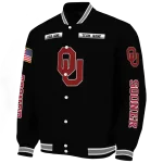 personalized oklahoma sooners american flag skull black varsity jacket best selling