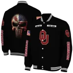 personalized oklahoma sooners american flag skull black varsity jacket best selling