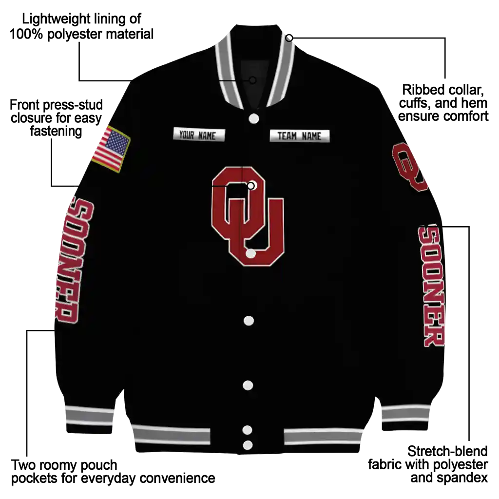 personalized oklahoma sooners american flag skull black varsity jacket new arrival personalized oklahoma sooners american flag skull black varsity jacket new arrival
