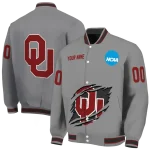 personalized oklahoma sooners feral slash grey varsity jacket best selling