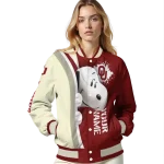 personalized oklahoma sooners snoopy head crimson varsity jacket best selling