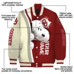 personalized oklahoma sooners snoopy head crimson varsity jacket best selling