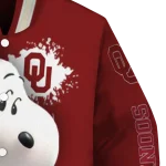 personalized oklahoma sooners snoopy head crimson varsity jacket best selling