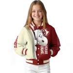 personalized oklahoma sooners snoopy head crimson varsity jacket best selling
