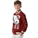 personalized oklahoma sooners snoopy head crimson varsity jacket best selling