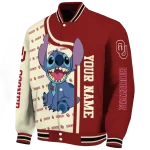 personalized oklahoma sooners stitch laughing crimson varsity jacket best selling