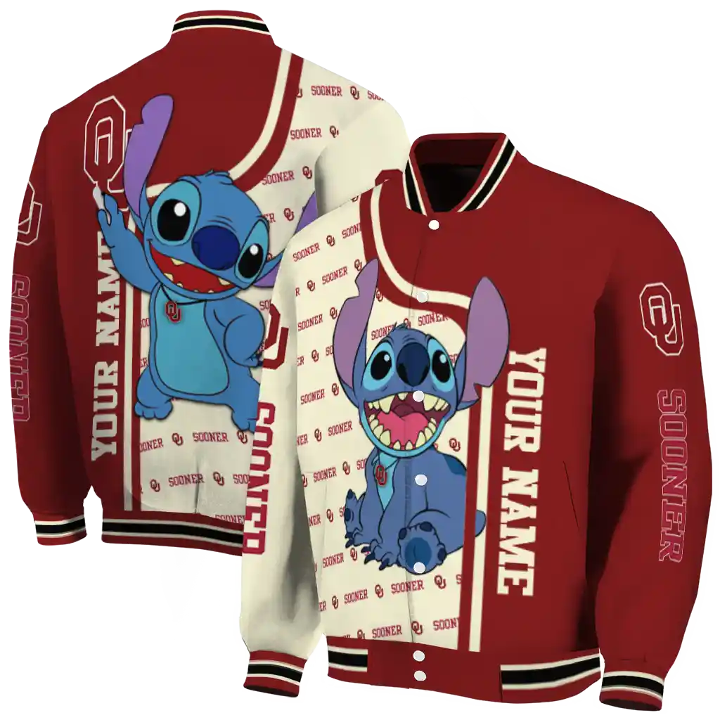 personalized oklahoma sooners stitch laughing crimson varsity jacket fashion forward personalized oklahoma sooners stitch laughing crimson varsity jacket fashion forward