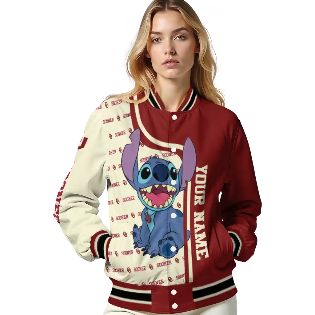personalized oklahoma sooners stitch laughing crimson varsity jacket latest model personalized oklahoma sooners stitch laughing crimson varsity jacket latest model