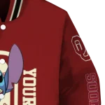 personalized oklahoma sooners stitch laughing crimson varsity jacket best selling