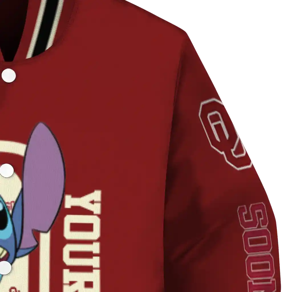 personalized oklahoma sooners stitch laughing crimson varsity jacket premium grade personalized oklahoma sooners stitch laughing crimson varsity jacket premium grade