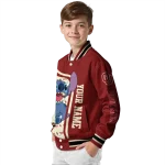 personalized oklahoma sooners stitch laughing crimson varsity jacket best selling