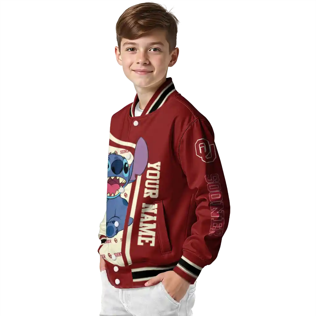 personalized oklahoma sooners stitch laughing crimson varsity jacket trendy personalized oklahoma sooners stitch laughing crimson varsity jacket trendy