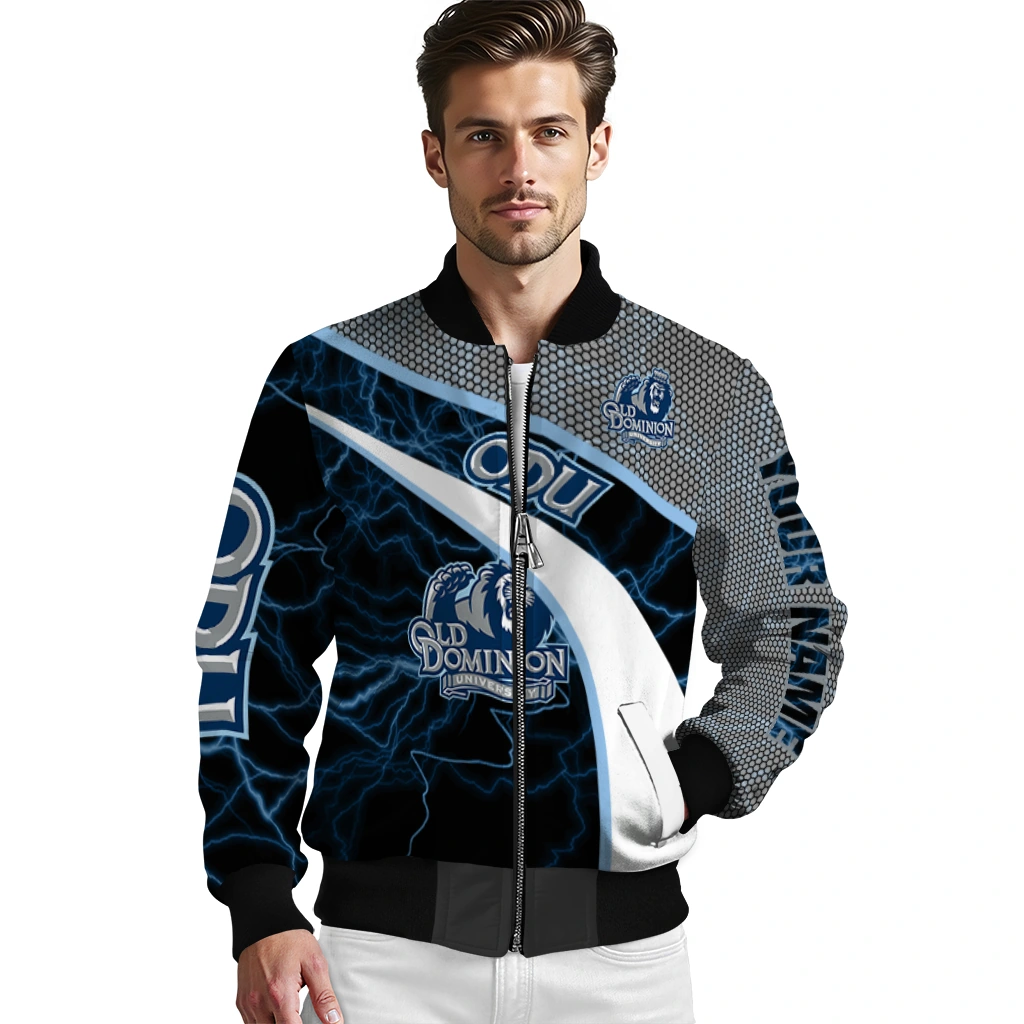 personalized old dominion monarchs electric flash blue bomber jacket high quality personalized old dominion monarchs electric flash blue bomber jacket high quality