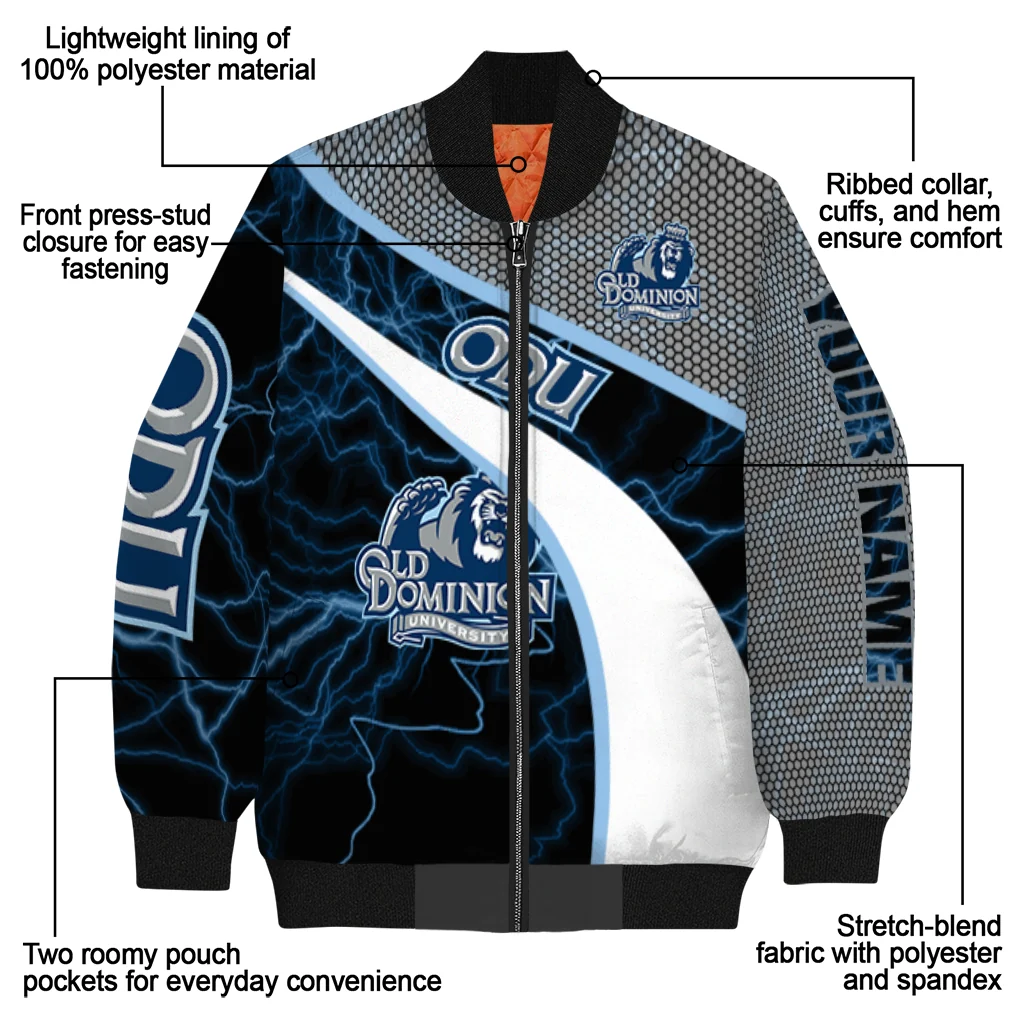personalized old dominion monarchs electric flash blue bomber jacket new arrival personalized old dominion monarchs electric flash blue bomber jacket new arrival