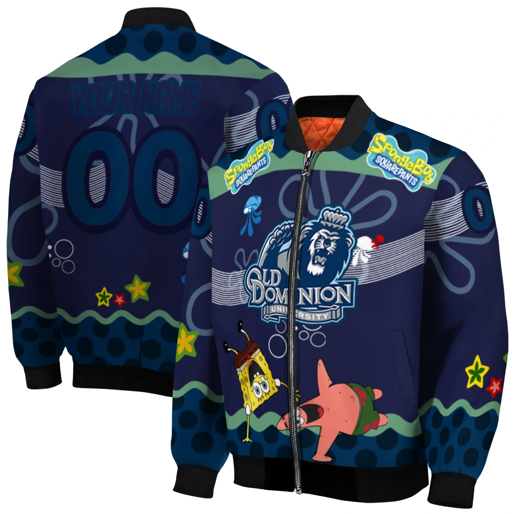 personalized old dominion monarchs spongebob playtime blue bomber jacket best selling personalized old dominion monarchs spongebob playtime blue bomber jacket best selling