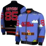 personalized ole miss rebels mario blocks blue black bomber jacket best selling