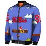 personalized ole miss rebels mario blocks blue black bomber jacket best selling