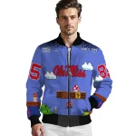 personalized ole miss rebels mario blocks blue black bomber jacket best selling