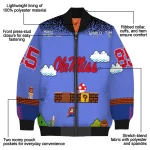 personalized ole miss rebels mario blocks blue black bomber jacket best selling