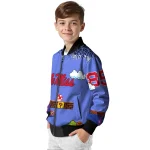 personalized ole miss rebels mario blocks blue black bomber jacket best selling