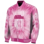 personalized ole miss rebels pink tie dye pink varsity jacket best selling