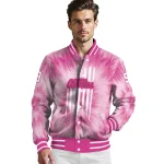 personalized ole miss rebels pink tie dye pink varsity jacket best selling