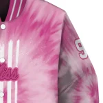 personalized ole miss rebels pink tie dye pink varsity jacket best selling