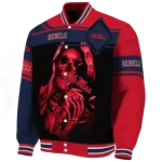 personalized ole miss rebels reaper hands red black varsity jacket best selling