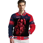 personalized ole miss rebels reaper hands red black varsity jacket best selling
