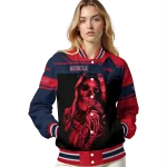 personalized ole miss rebels reaper hands red black varsity jacket best selling