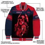 personalized ole miss rebels reaper hands red black varsity jacket best selling