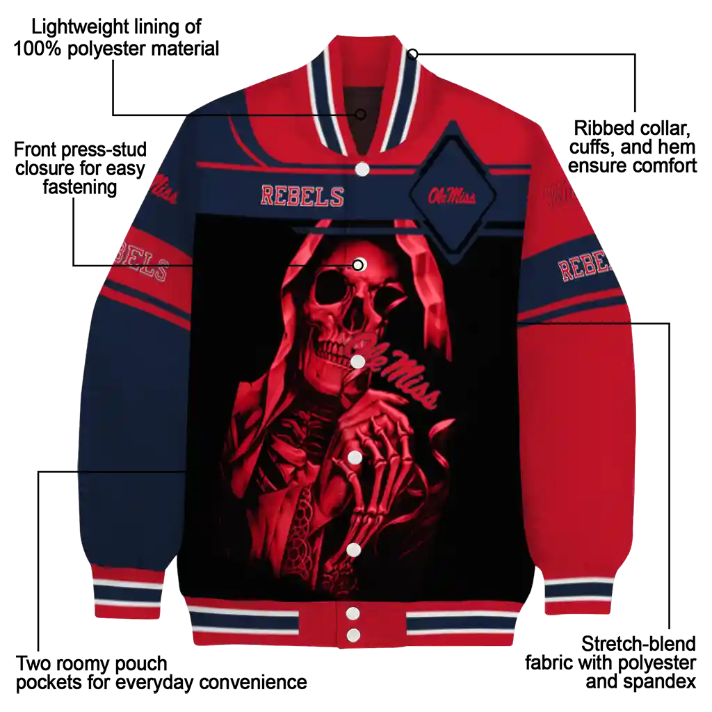 personalized ole miss rebels reaper hands red black varsity jacket new arrival personalized ole miss rebels reaper hands red black varsity jacket new arrival