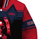 personalized ole miss rebels reaper hands red black varsity jacket best selling