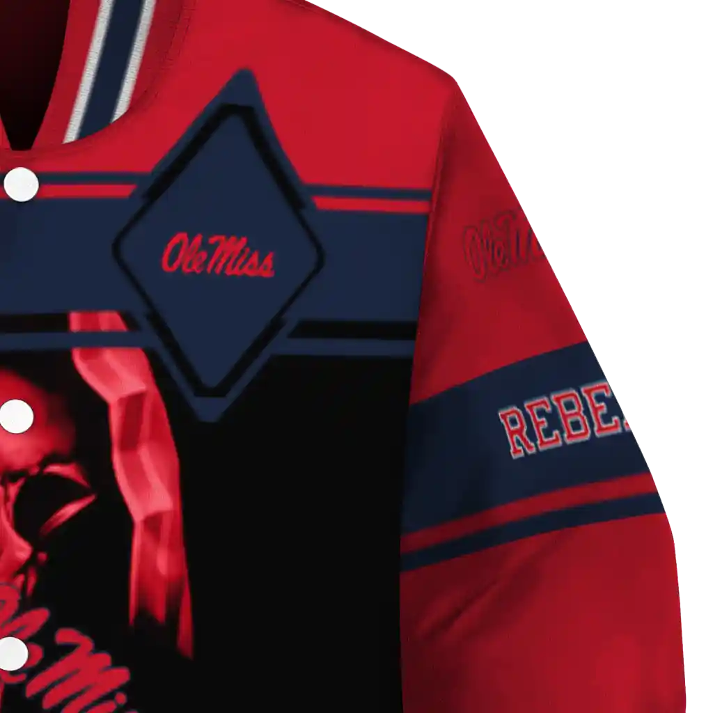 personalized ole miss rebels reaper hands red black varsity jacket premium grade personalized ole miss rebels reaper hands red black varsity jacket premium grade