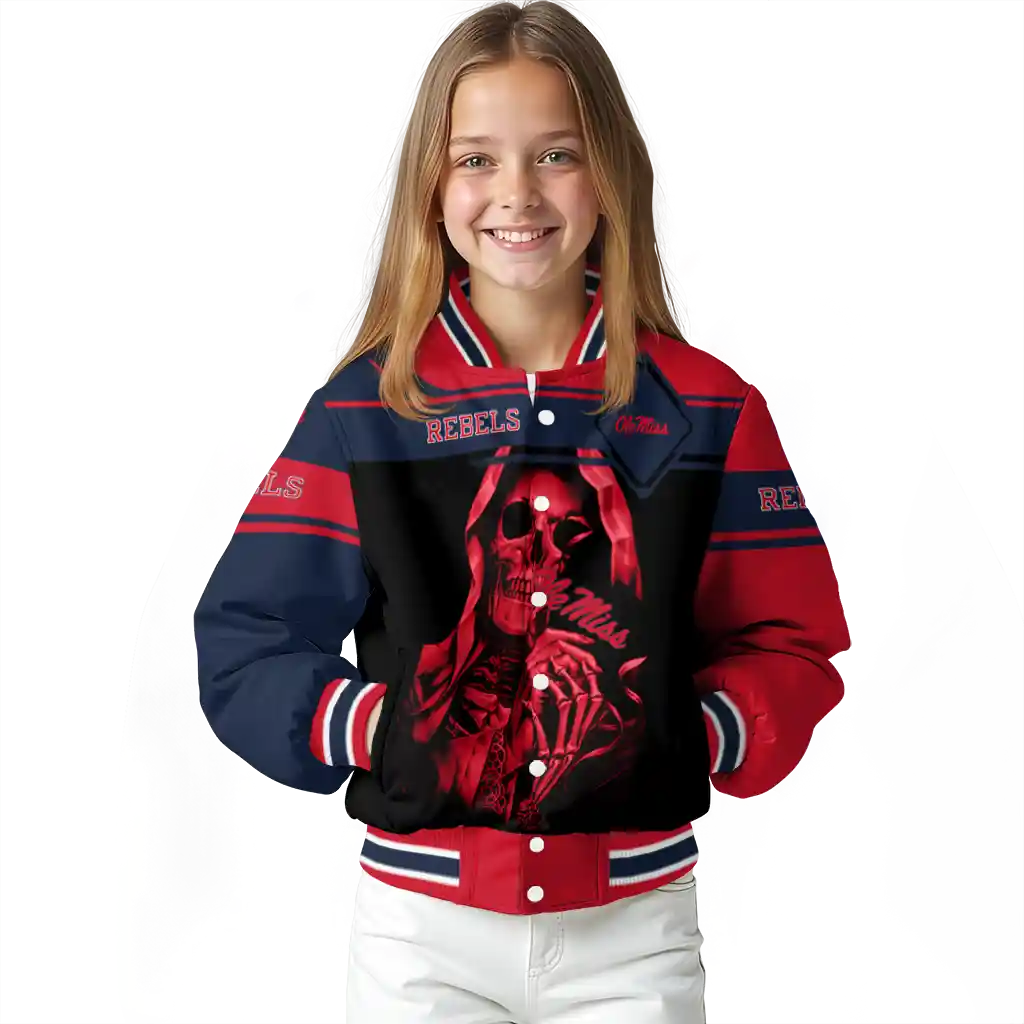 personalized ole miss rebels reaper hands red black varsity jacket top rated personalized ole miss rebels reaper hands red black varsity jacket top rated