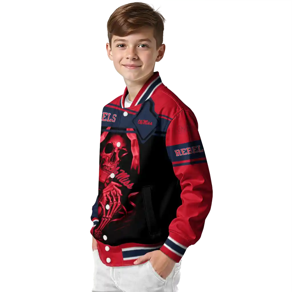 personalized ole miss rebels reaper hands red black varsity jacket trendy personalized ole miss rebels reaper hands red black varsity jacket trendy