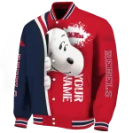 personalized ole miss rebels snoopy head red varsity jacket best selling