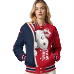 personalized ole miss rebels snoopy head red varsity jacket best selling