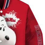 personalized ole miss rebels snoopy head red varsity jacket best selling