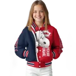personalized ole miss rebels snoopy head red varsity jacket best selling