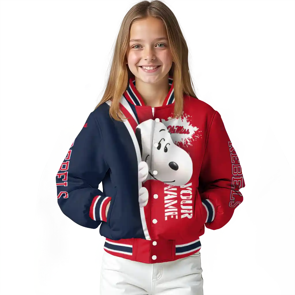 personalized ole miss rebels snoopy head red varsity jacket top rated personalized ole miss rebels snoopy head red varsity jacket top rated