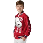 personalized ole miss rebels snoopy head red varsity jacket best selling