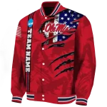 personalized ole miss rebels usa flag claws red varsity jacket best selling