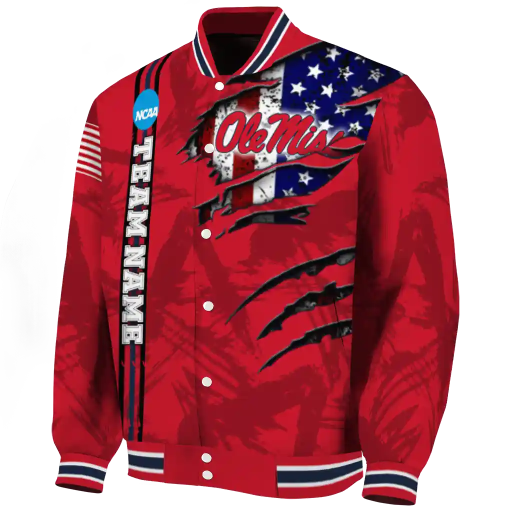 personalized ole miss rebels usa flag claws red varsity jacket best selling personalized ole miss rebels usa flag claws red varsity jacket best selling