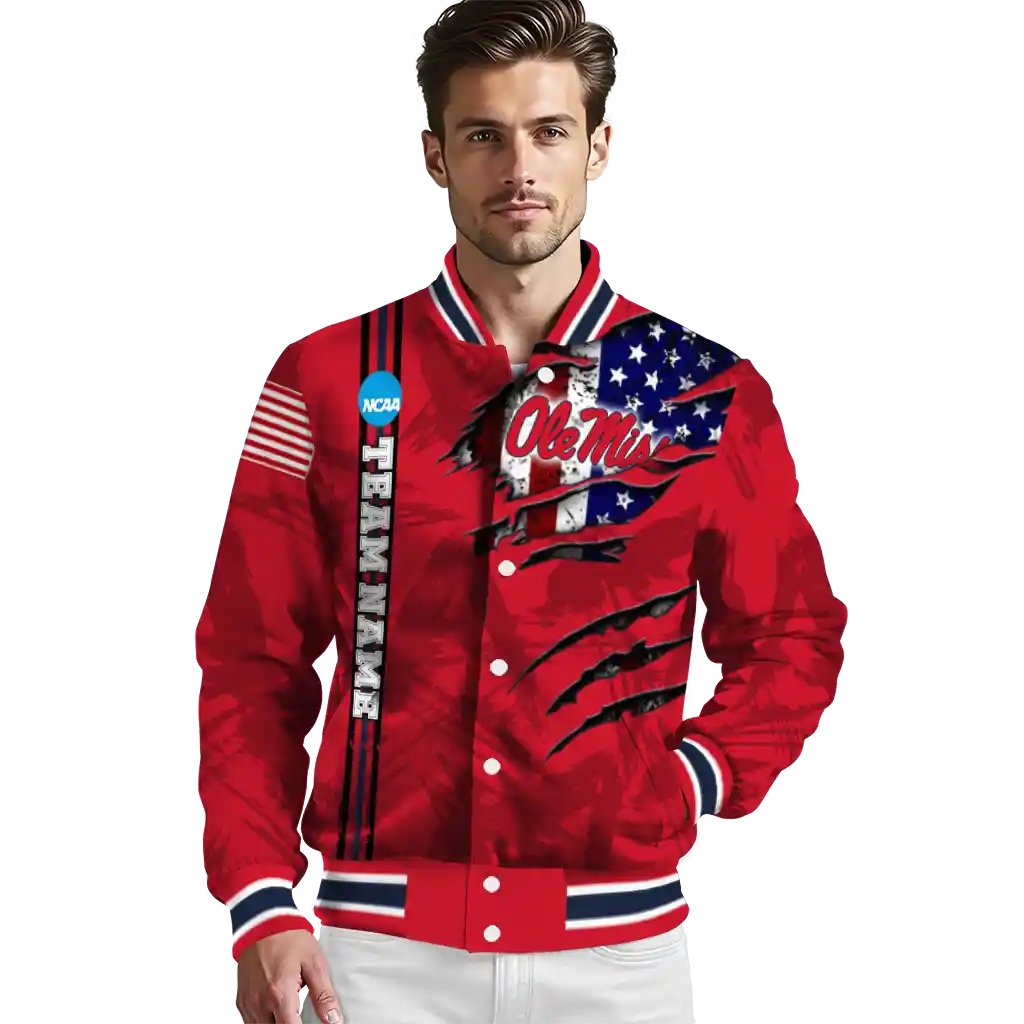 personalized ole miss rebels usa flag claws red varsity jacket high quality personalized ole miss rebels usa flag claws red varsity jacket high quality