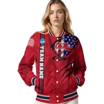 personalized ole miss rebels usa flag claws red varsity jacket best selling